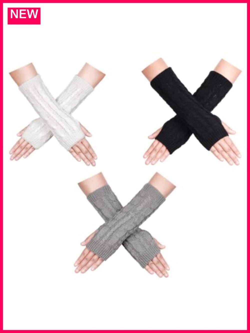 3 Pairs Knitted Boot Cuffs for Women, Foldable Boot Toppers, Acrylic Sock Leg